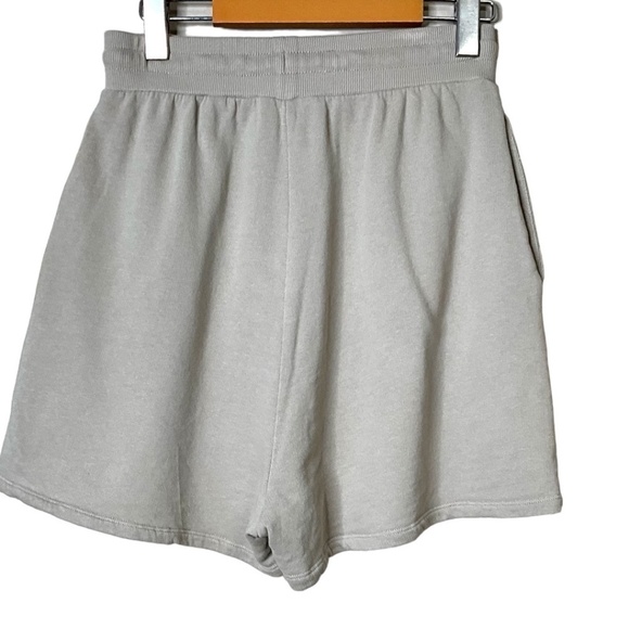 ZARA Grey Cotton French Terry Knit Shorts Drawstring Elasticized Waist US Sz M - Picture 3 of 10